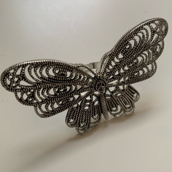 Silver Adjustable Butterfly Statement Ring - Picture 4 of 4